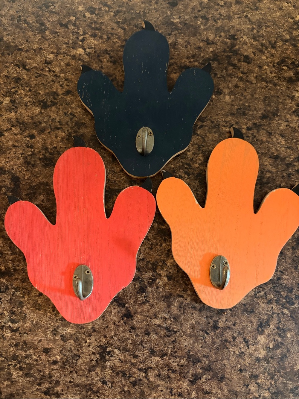 Hobby Lobby Kids Dinosaur Footprint Wall Hooks - Black, Red, Orange